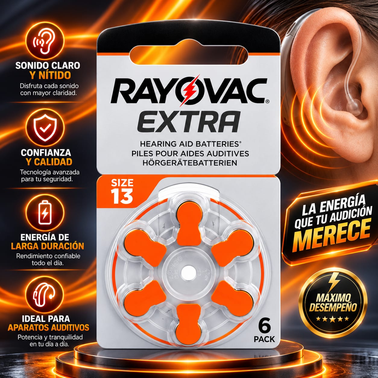 Pilas Para Audífonos Rayovac Extra Tamaño 13 x6 Unidades